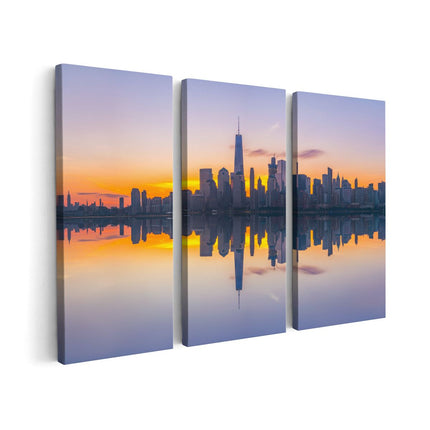 Canvas schilderij drieluik New York Skyline Bij Zonsopgang