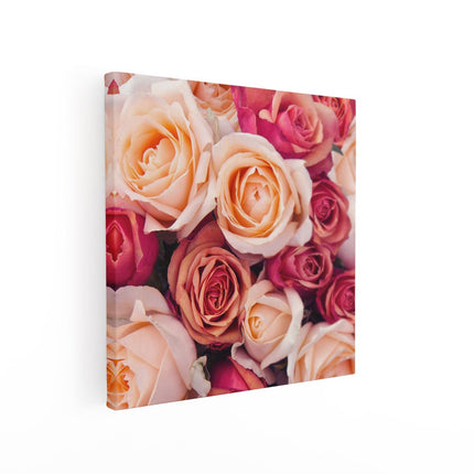 Canvas schilderij vierkant Roze Rozen Achtergrond - Bloemen