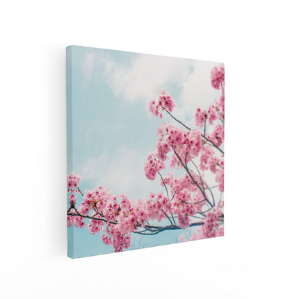 Canvas schilderij vierkant Roze Bloesemboom - Bloemen