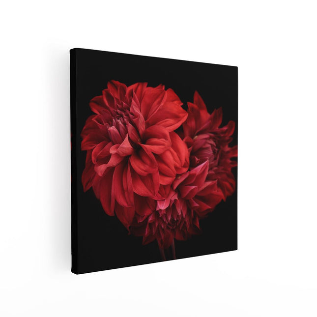 Canvas schilderij vierkant Rode Dahlia Bloemen
