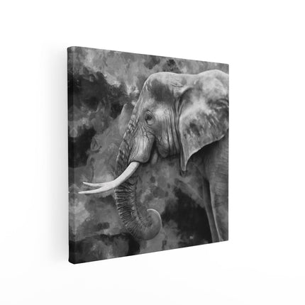 Canvas schilderij vierkant Olifant - Abstract - Zwart Wit