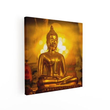 Canvas schilderij vierkant Gouden Boeddha Beeld