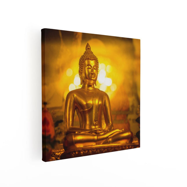 Canvas schilderij vierkant Gouden Boeddha Beeld