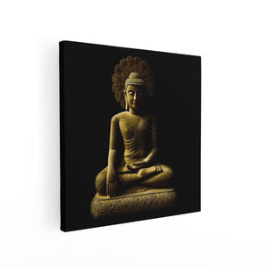 Canvas schilderij vierkant Gouden Boeddha Beeld In Meditatie 