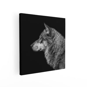Canvas schilderij vierkant Wolvenkop - Wolf - Zwart Wit