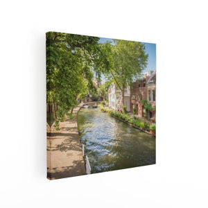Canvas schilderij vierkant Oudegracht In Utrecht 