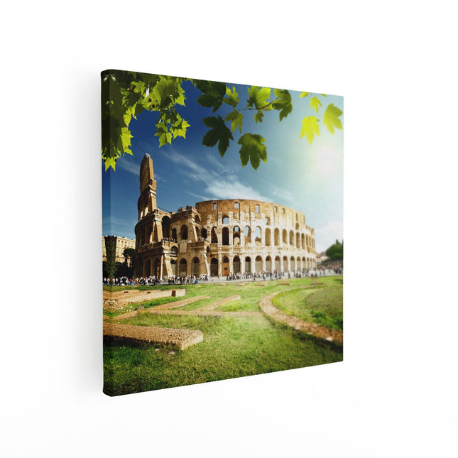 Canvas schilderij vierkant Colosseum in Rome, Italië