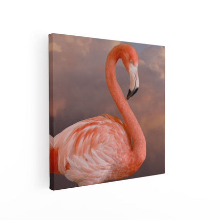 Canvas schilderij vierkant Roze Flamingo in de Wolken