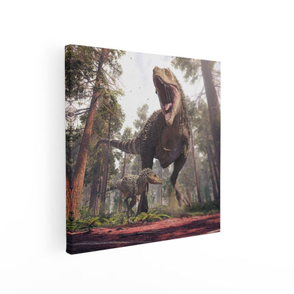 Canvas schilderij vierkant Tyrannosaurus Rex Dinosaurus - T-Rex