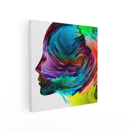 Canvas schilderij vierkant Abstracte Kunst van een Gezicht - Hoofd