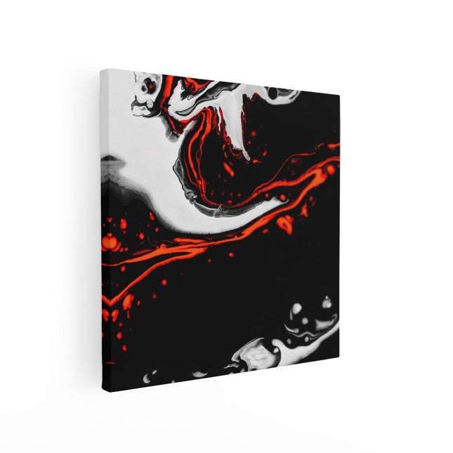 Canvas schilderij vierkant Abstracte Kunst - Zwart en Wit met Rood