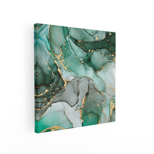 Canvas schilderij vierkant Abstracte Kunst - Blauwe Marmer met Goud