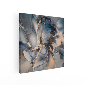 Canvas schilderij vierkant Abstracte Luxe Kunst - Zwart met Goud