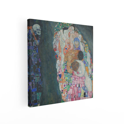 Canvas schilderij vierkant Dood en Leven - Gustav Klimt
