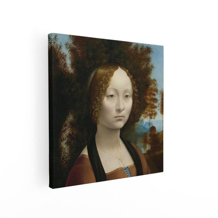 Canvas schilderij vierkant Ginevra de'Benci - Leonardo da Vinci