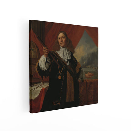 Canvas schilderij vierkant Johan de Liefde, Vice-admiraal - Bartholomeus van der Helst