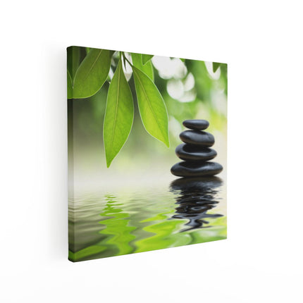 Canvas schilderij vierkant Zen Stenen in de Natuur - Relax