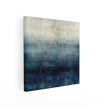 Canvas schilderij vierkant Abstract Kunstwerk van Blauw en Wit