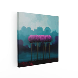 Canvas schilderij vierkant Paarse Bomen in de Lucht