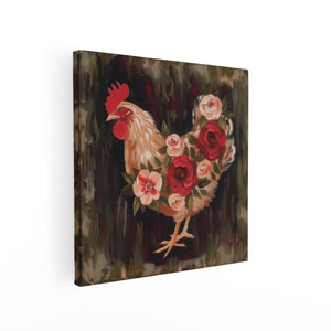 Canvas schilderij vierkant Haan ​​met Rozen