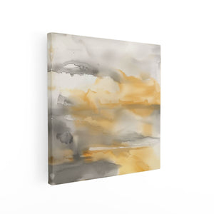 Canvas schilderij vierkant Abstract Kunstwerk van een Gele en Grijze Lucht