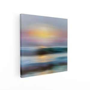 Canvas schilderij vierkant Wazig Beeld van een Zonsondergang boven de Oceaan