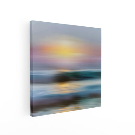 Canvas schilderij vierkant Wazig Beeld van een Zonsondergang boven de Oceaan