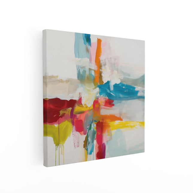Canvas schilderij vierkant Abstract Kunstwerk met Heldere Kleuren