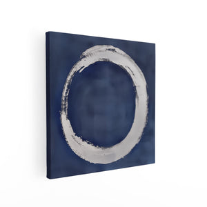 Canvas schilderij vierkant Witte Cirkel op een Blauwe Achtergrond