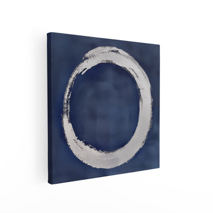 Canvas schilderij vierkant Witte Cirkel op een Blauwe Achtergrond