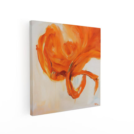 Canvas schilderij vierkant Kunstwerk van een Oranje Bloem