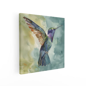 Canvas schilderij vierkant Aquarelkunstwerk van een Kolibrie