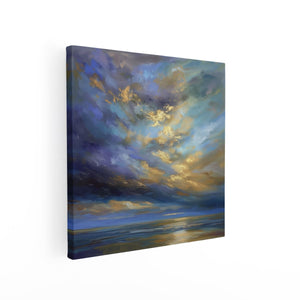 Canvas schilderij vierkant Kunstwerk van een Bewolkte Hemel boven de Oceaan