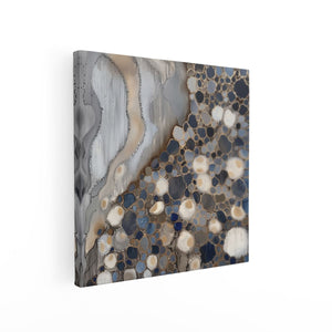 Canvas schilderij vierkant Blauw en Wit Abstract Kunstwerk