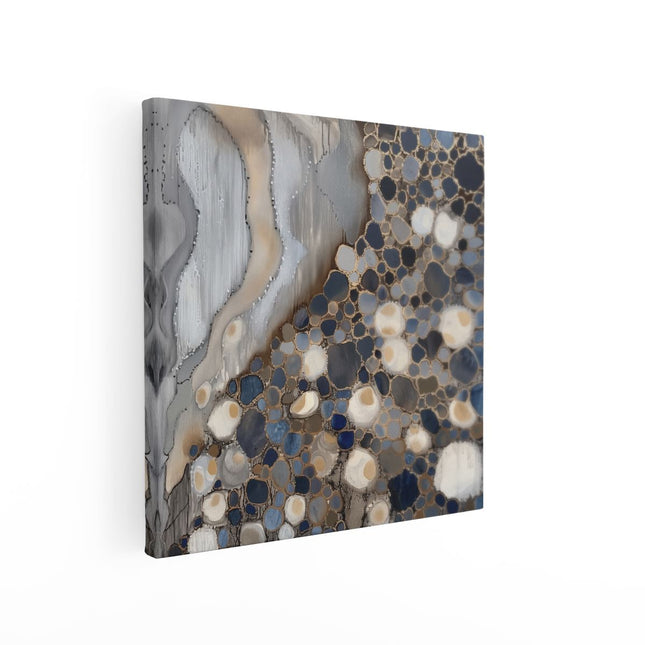 Canvas schilderij vierkant Blauw en Wit Abstract Kunstwerk