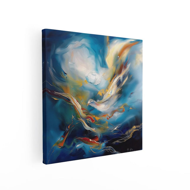 Canvas schilderij vierkant Abstract Kunstwerk van een Duif die in de Lucht Vliegt