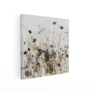 Canvas schilderij vierkant Kunstwerk van Bloemen in een Veld