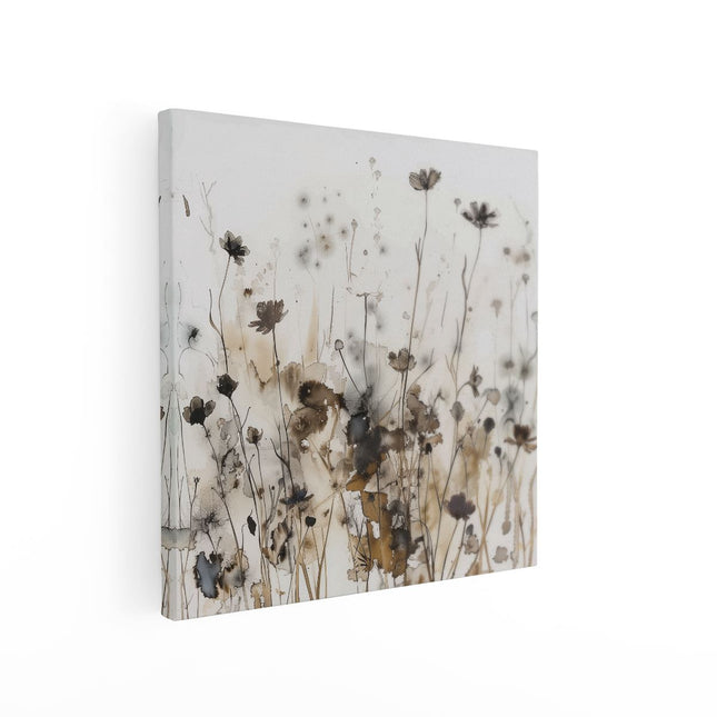 Canvas schilderij vierkant Kunstwerk van Bloemen in een Veld