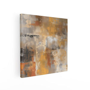 Canvas schilderij vierkant Abstract Kunstwerk in Oranje en Beige