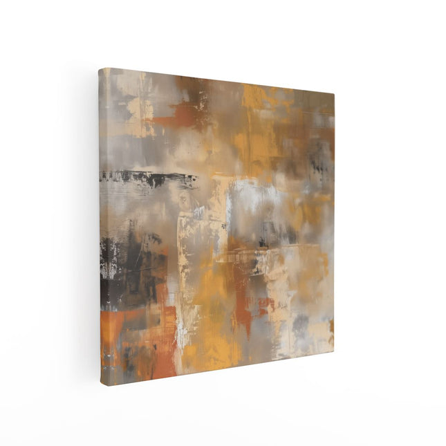 Canvas schilderij vierkant Abstract Kunstwerk in Oranje en Beige