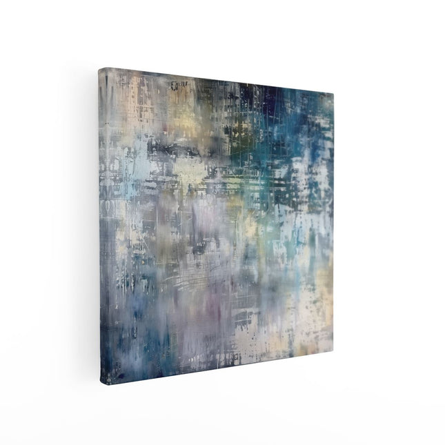 Canvas schilderij vierkant Abstract Kunstwerk met Blauwe en Witte Kleuren