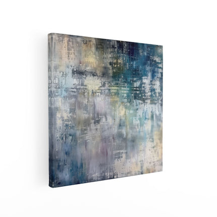 Canvas schilderij vierkant Abstract Kunstwerk met Blauwe en Witte Kleuren