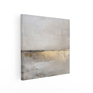 Canvas schilderij vierkant Abstract Kunstwerk met Goud en Beige