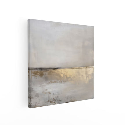 Canvas schilderij vierkant Abstract Kunstwerk met Goud en Beige