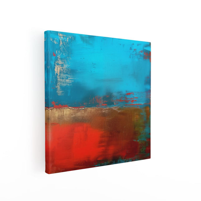 Canvas schilderij vierkant Abstract Kunstwerk met Rode, Blauwe en Gele Kleuren