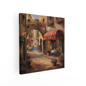 Canvas schilderij vierkant Kunstwerk van een Straatbeeld