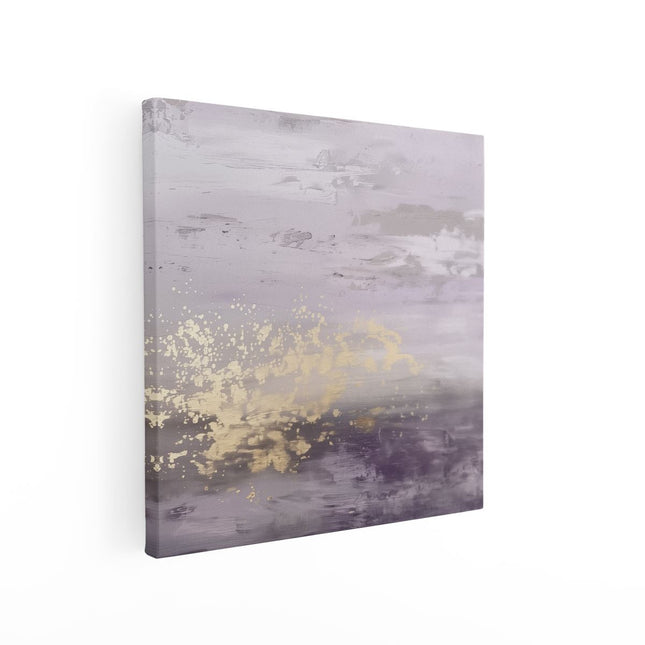 Canvas schilderij vierkant Abstract Kunstwerk in Paars en Goud