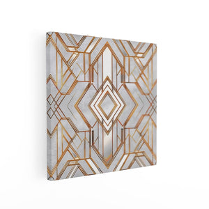 Canvas schilderij vierkant Goud en Zilver Decopatroon op een Witte Achtergrond