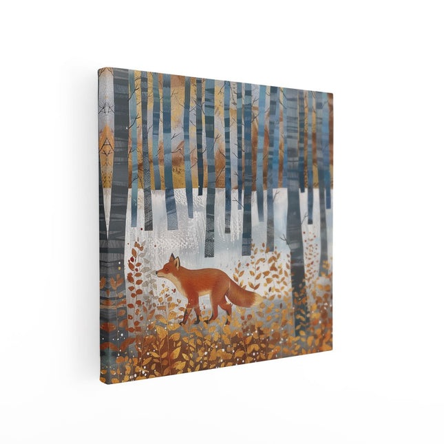 Canvas schilderij vierkant Vos in het Bos