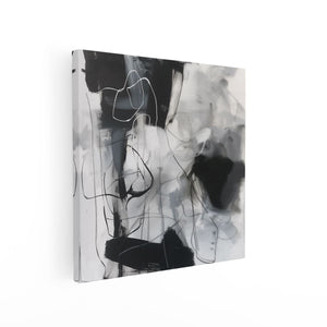 Canvas schilderij vierkant Zwart Wit Abstract Kunstwerk